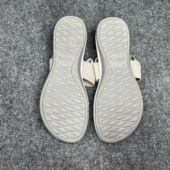 Clarks Cloudsteppers Sandals Women's Size 11 Tan Grey‎ Adjustable Strap Sandals - Picture 10 of 12